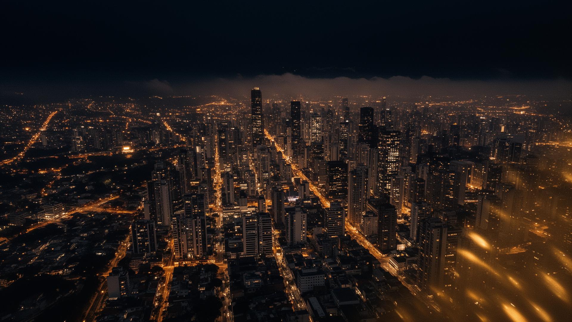 São Paulo à noite, vista aérea